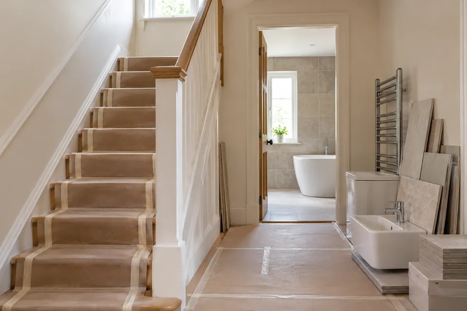 protected stairs and bathroom fitting materials