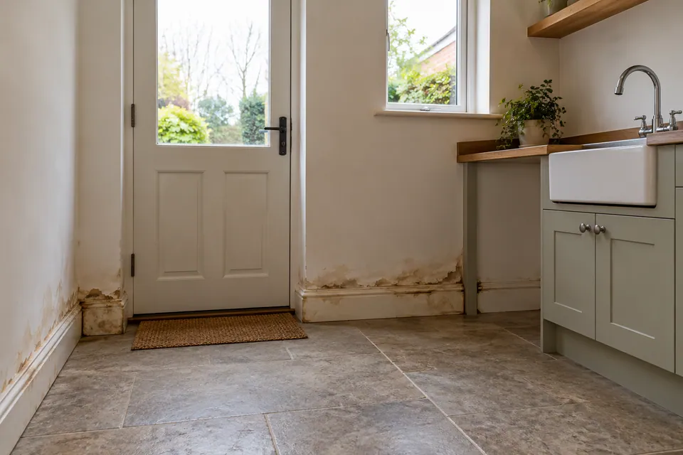 vacant utility with water damaged skirting