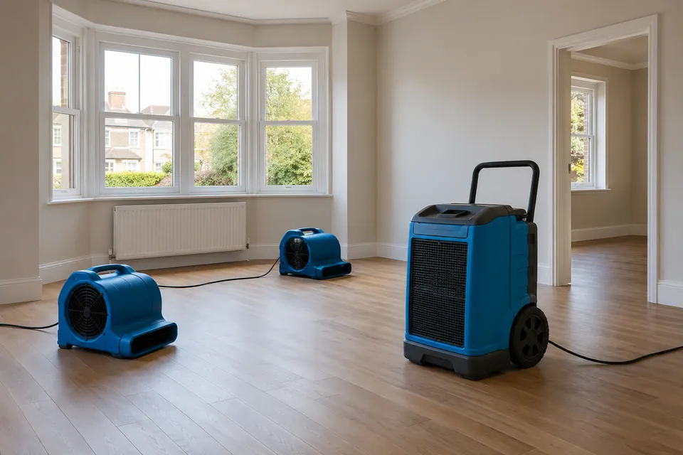 drying equipment inside empty modern room
