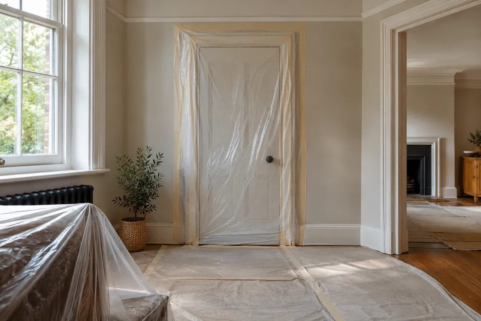 protected doorway during room-by-room renovation