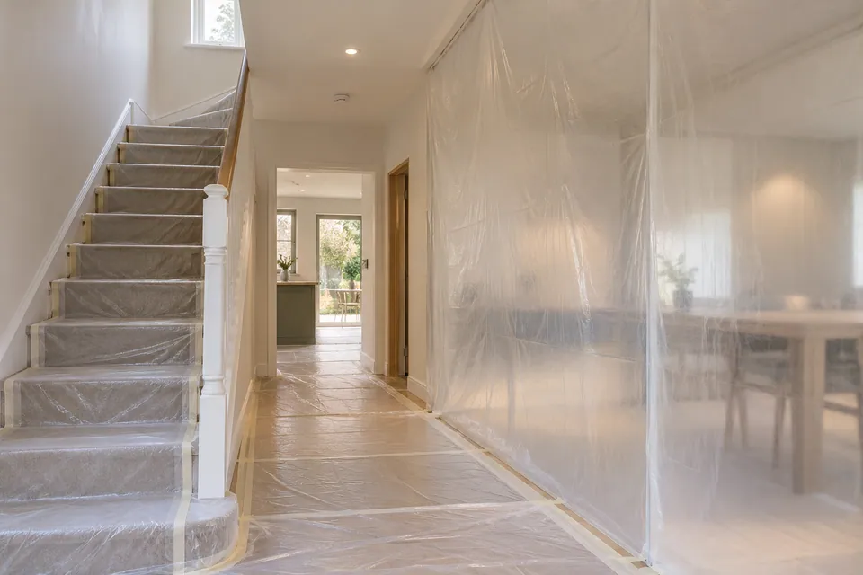 protected staircase and room divider sheet
