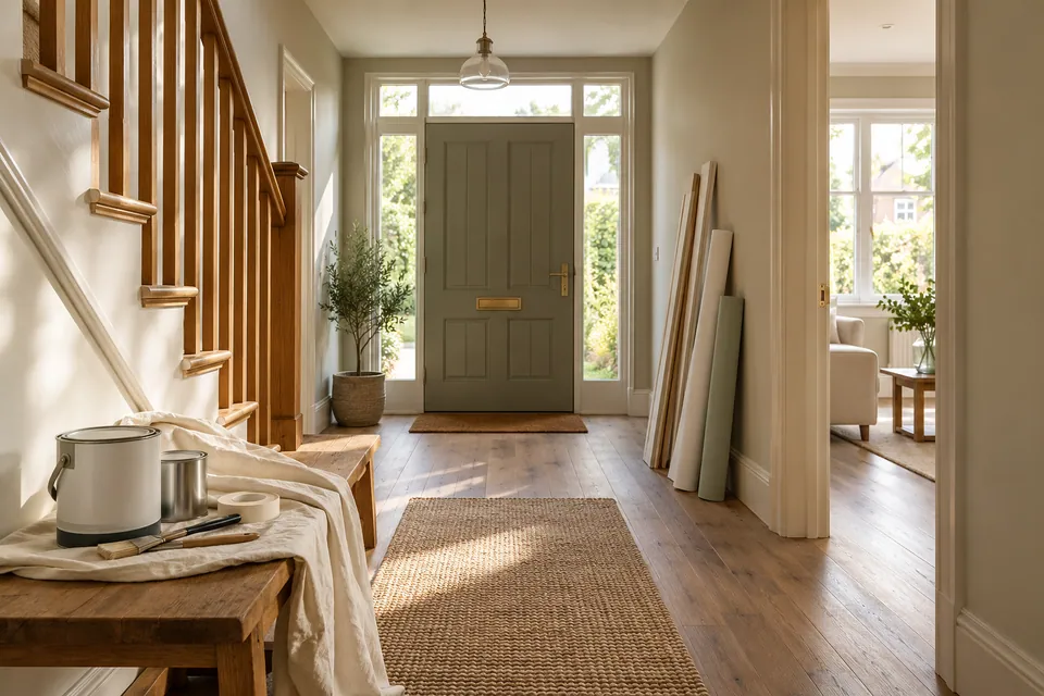 covered timber hall and materials for redecoration