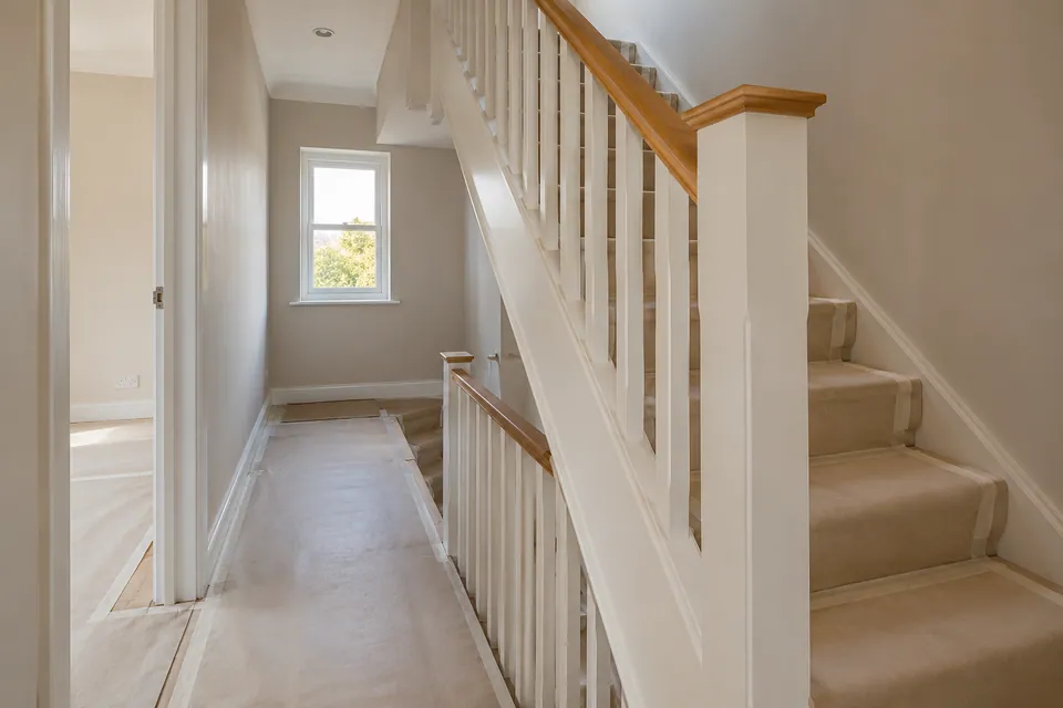 Timber handrail and landing staircase