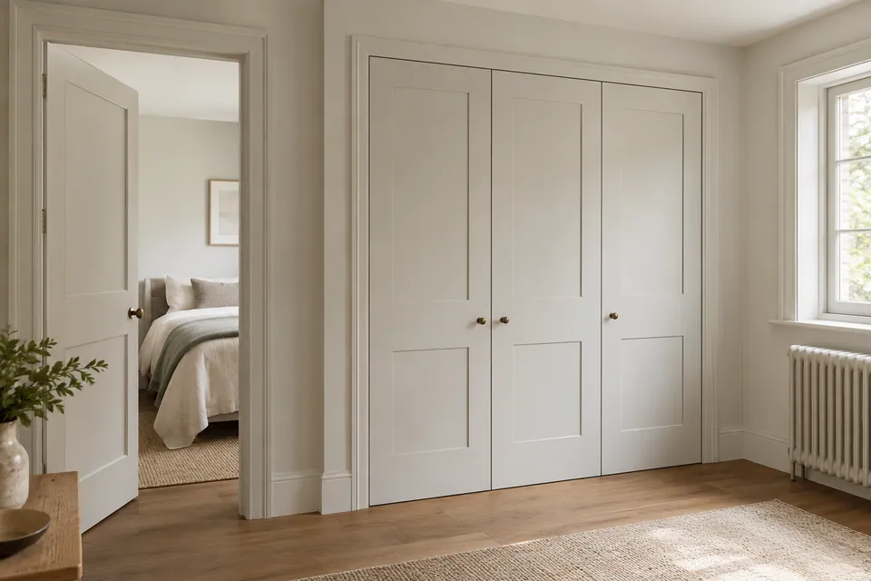 Fitted wardrobe doors and painted architrave