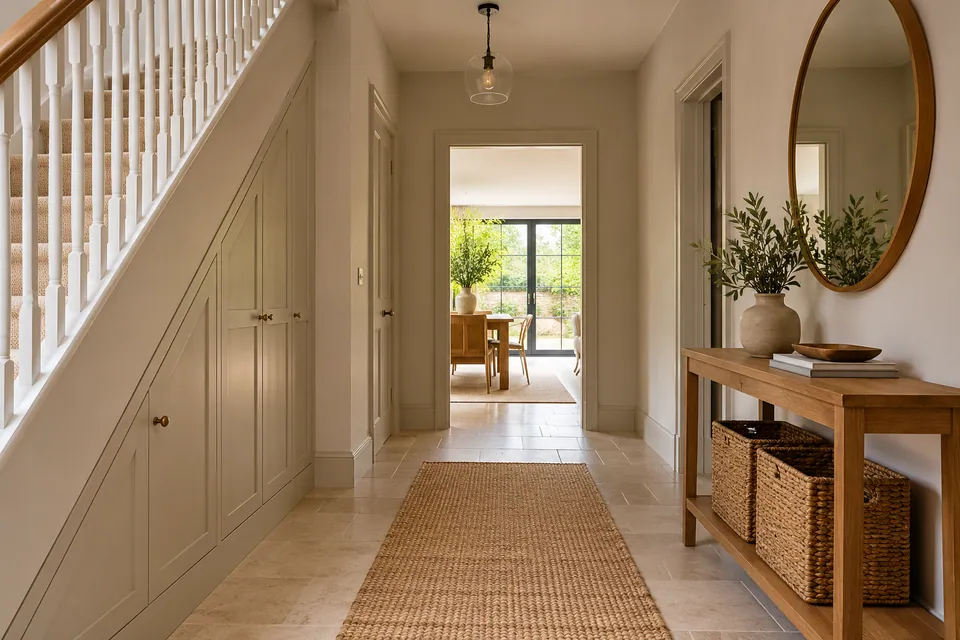 Hallway panelling and timber floor