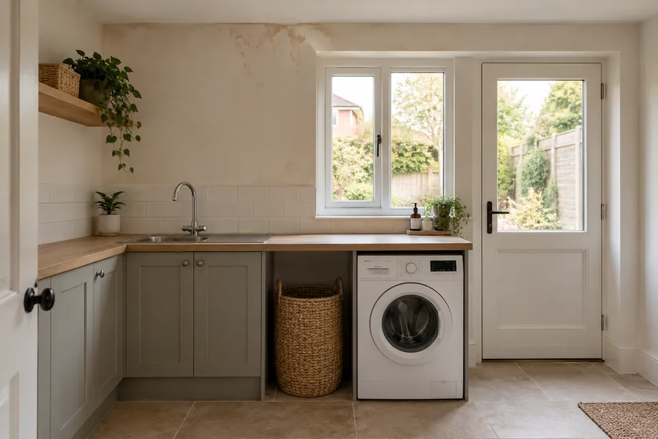 Utility sink and laundry cupboards