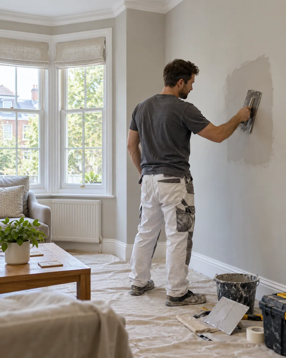 Interior finishes being reinstated after fire-related cleaning and safety release