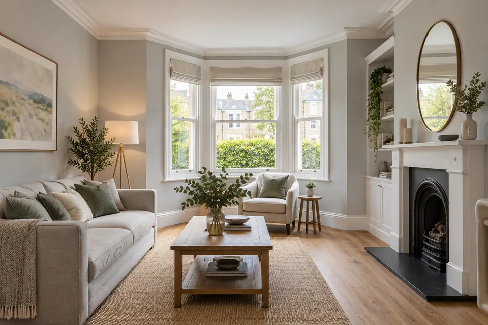 Illustrative existing interior with completed wall, timber and floor finishes