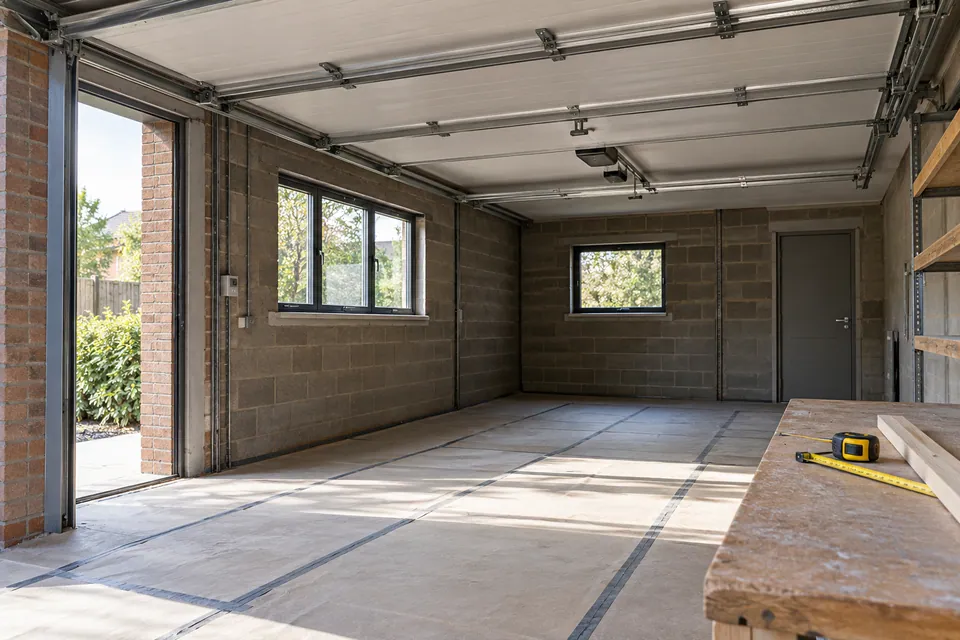 Illustration of an existing garage during survey