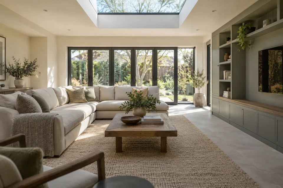 Illustration of an extension interior during completion