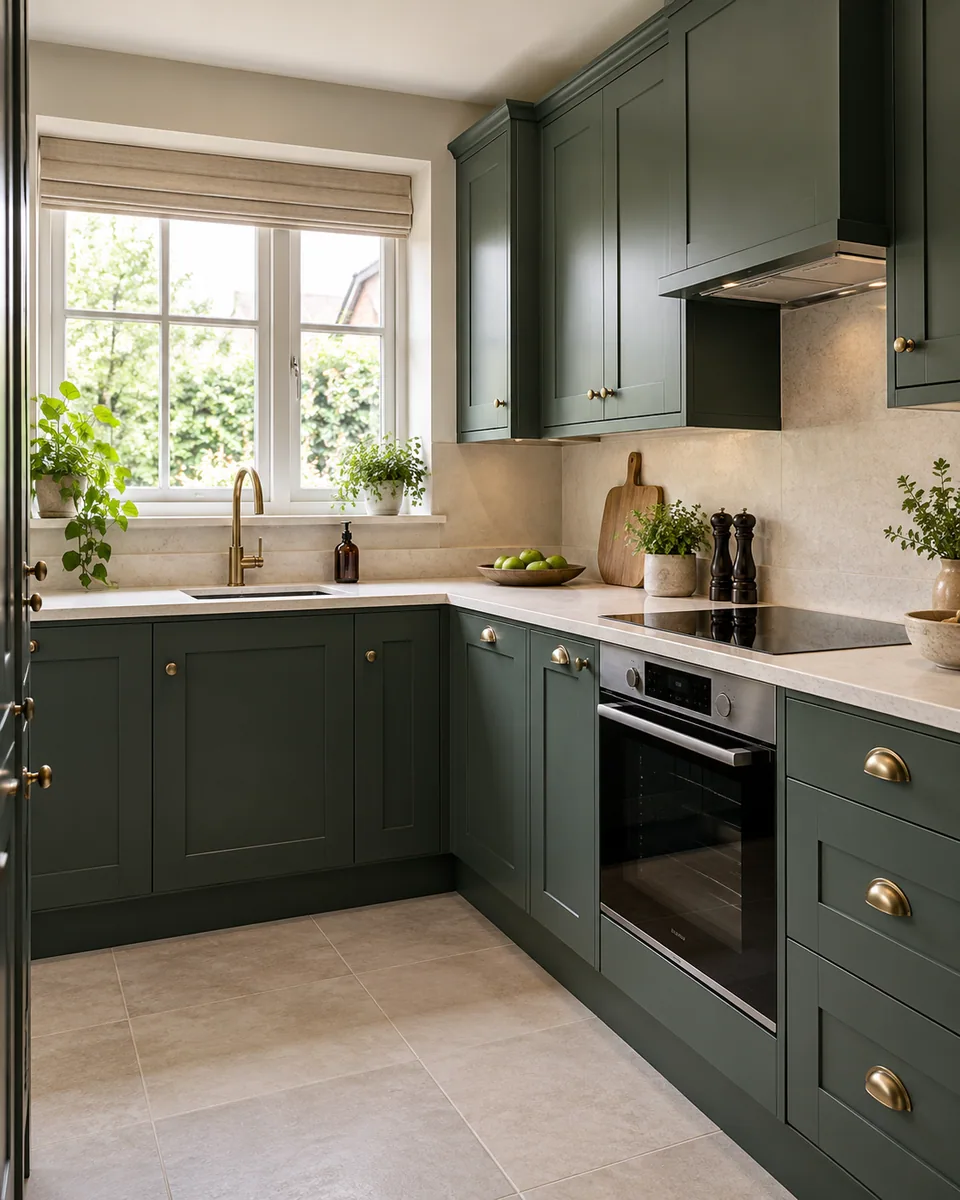 Completed fitted kitchen with coordinated cabinets and practical worktop layout